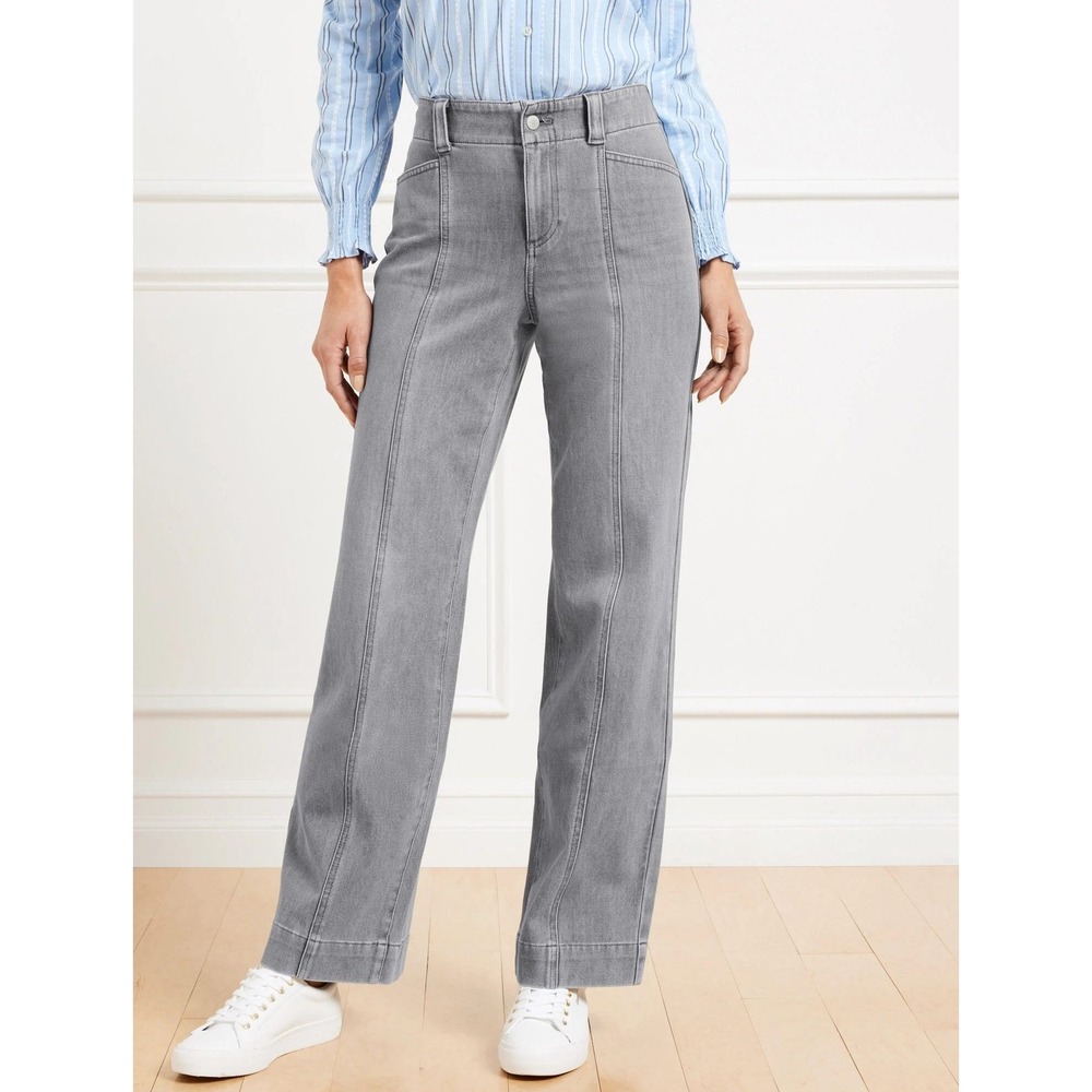 Talbots Classic Jean Trouser Womens 4 Gray Sterling Wash Straight Leg High Rise